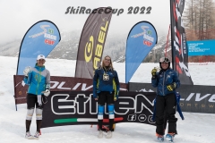 Il podio giovani femminile in slalom speciale